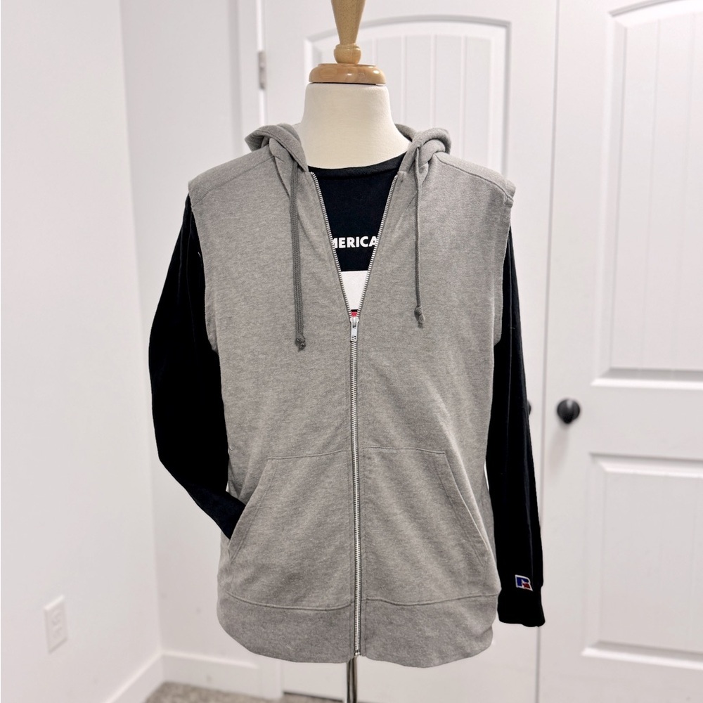 Men's Alternative Apparel Vest Hoodie | Size: L | Color: Gray